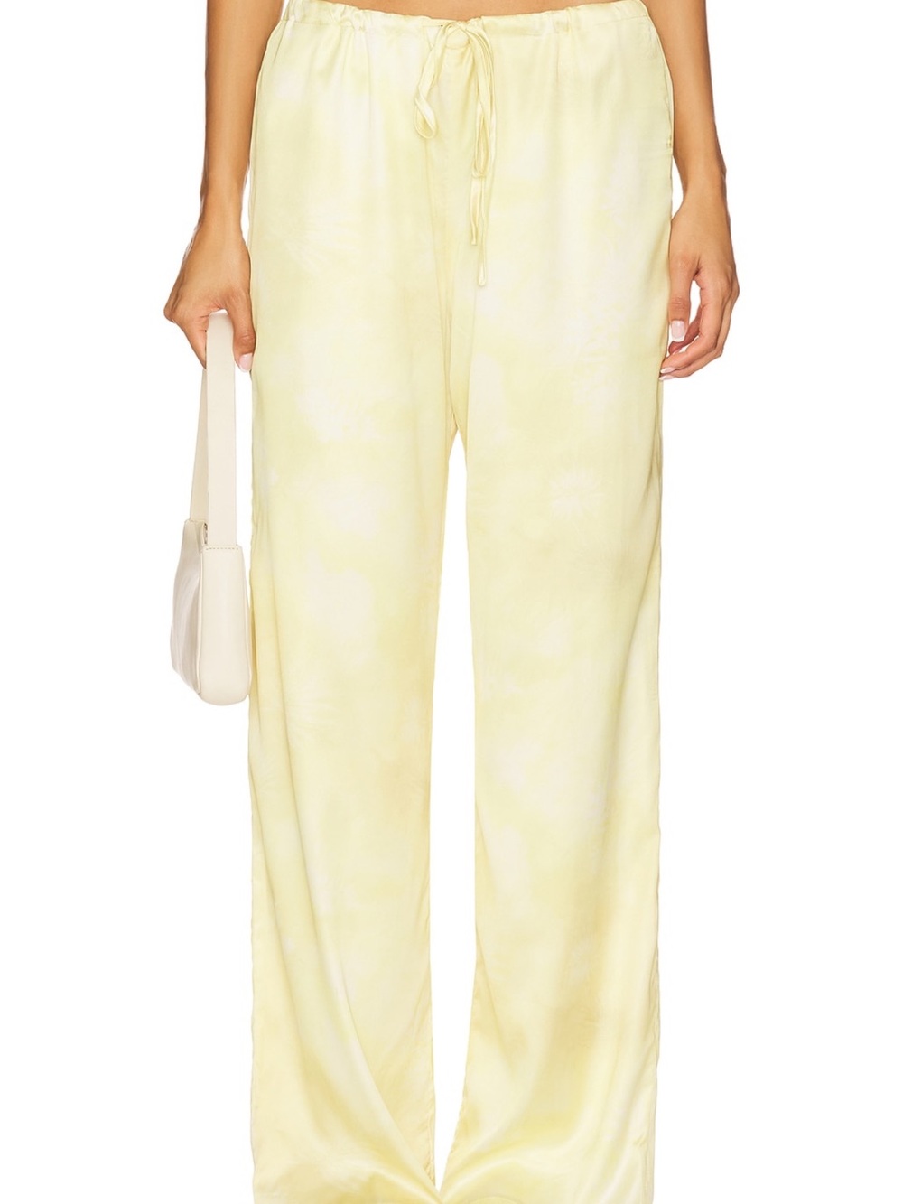 SNDYS Butter Yellow Satin Matching Set Top & Pants Size S - Picture 2 of 7